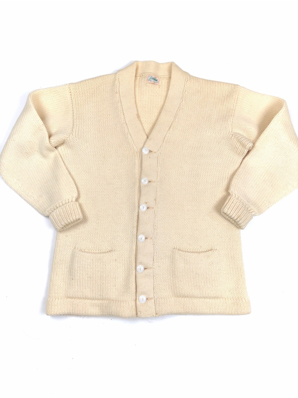 Lanza True Vintage 1950s Collegiate Varsity Cardigan Sweater Shaker Knit Wool L